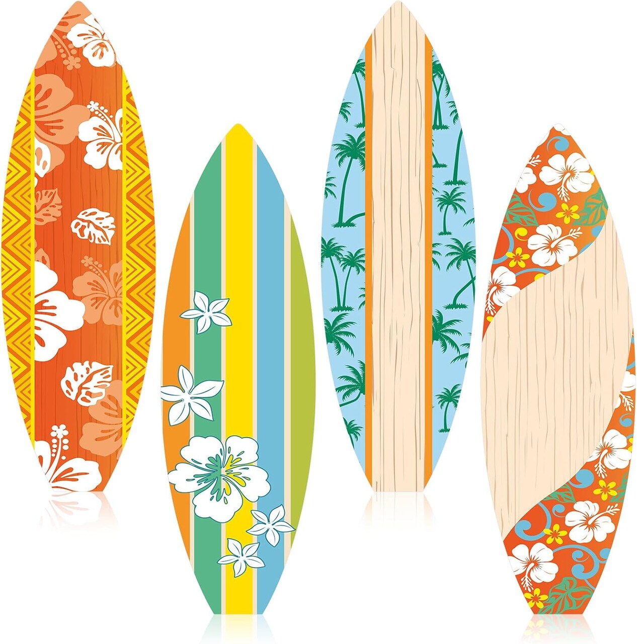 4 Pcs Summer Giant Surfboards Bulletin Board Wall Decor Display Set 47 x 13 Inch Surfing Bulletin Board Cutouts Tropical Graphics Surfboard Sign for School Classroom Surf Party(Hawaii)